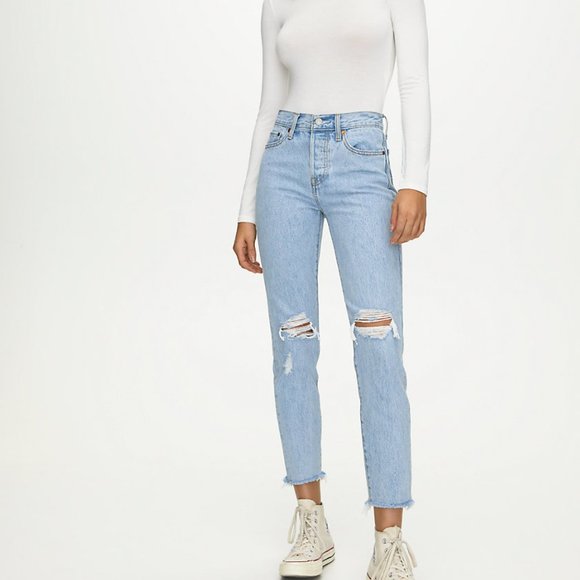 Levi's Denim - Levi's Wedgie Fit Jeans, 27W, Light Wash with Rips